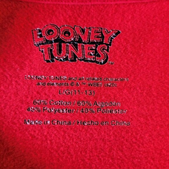 Looney Tunes Youth Large Red Sweatshirt All Characters Sleeve Graphic Crew Neck - Picture 3 of 8